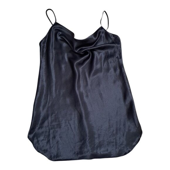 L.A. Intimates VTG Made In USA Women's Black Satin Slip Dress Medium - Picture 2 of 7